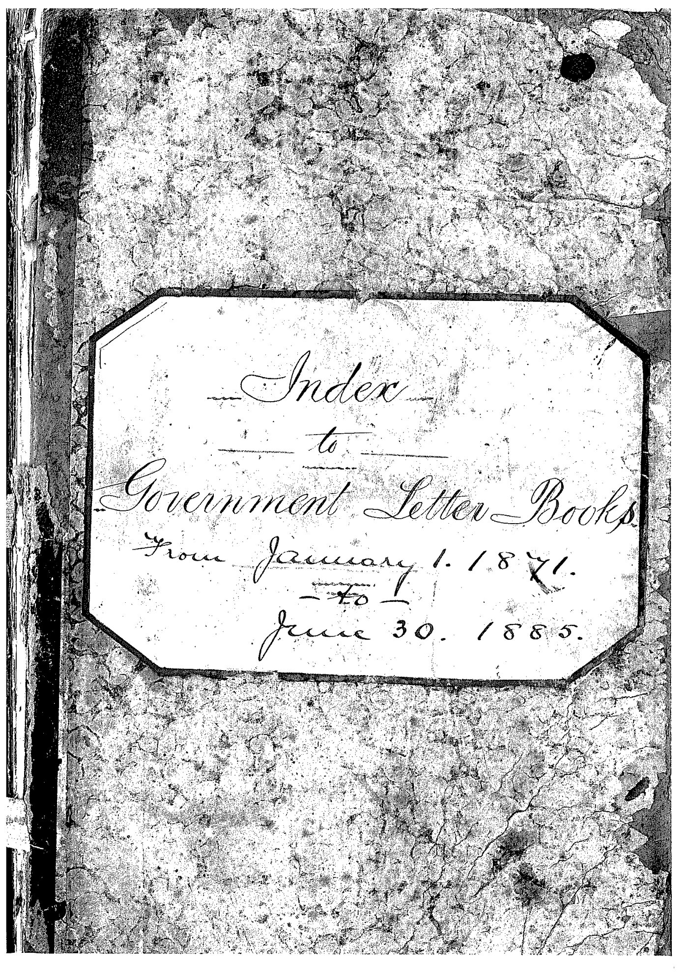 Archbishops Bishops Office Correspondence:  to Government Letter Books from 1 January 1871 - June 30 1885  LBGovIndexTreasurerBook49