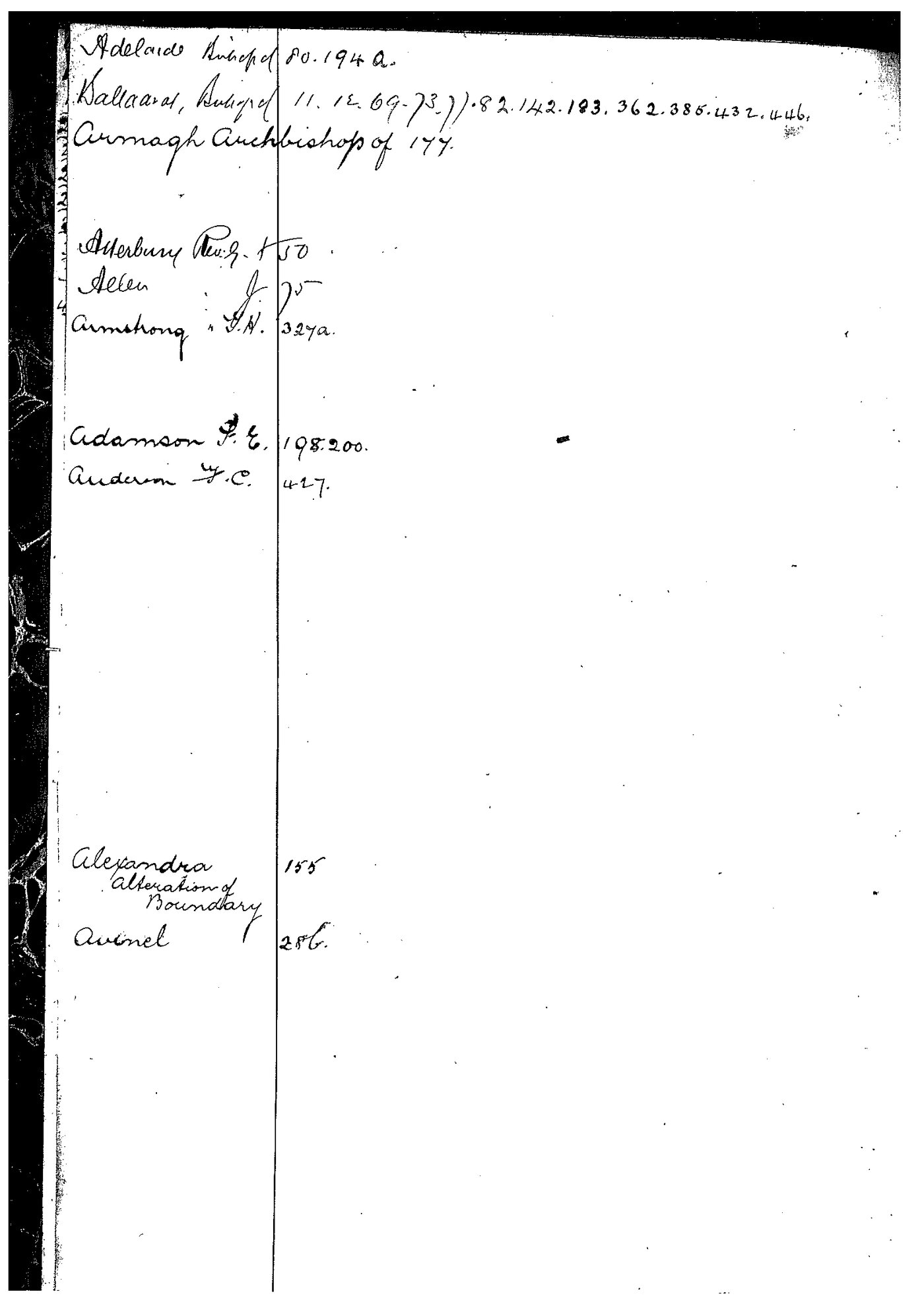 Archbishops Bishops Office Correspondence: Bishop Charles Perry Letter Book August 20 1878 - January 1 1887 index