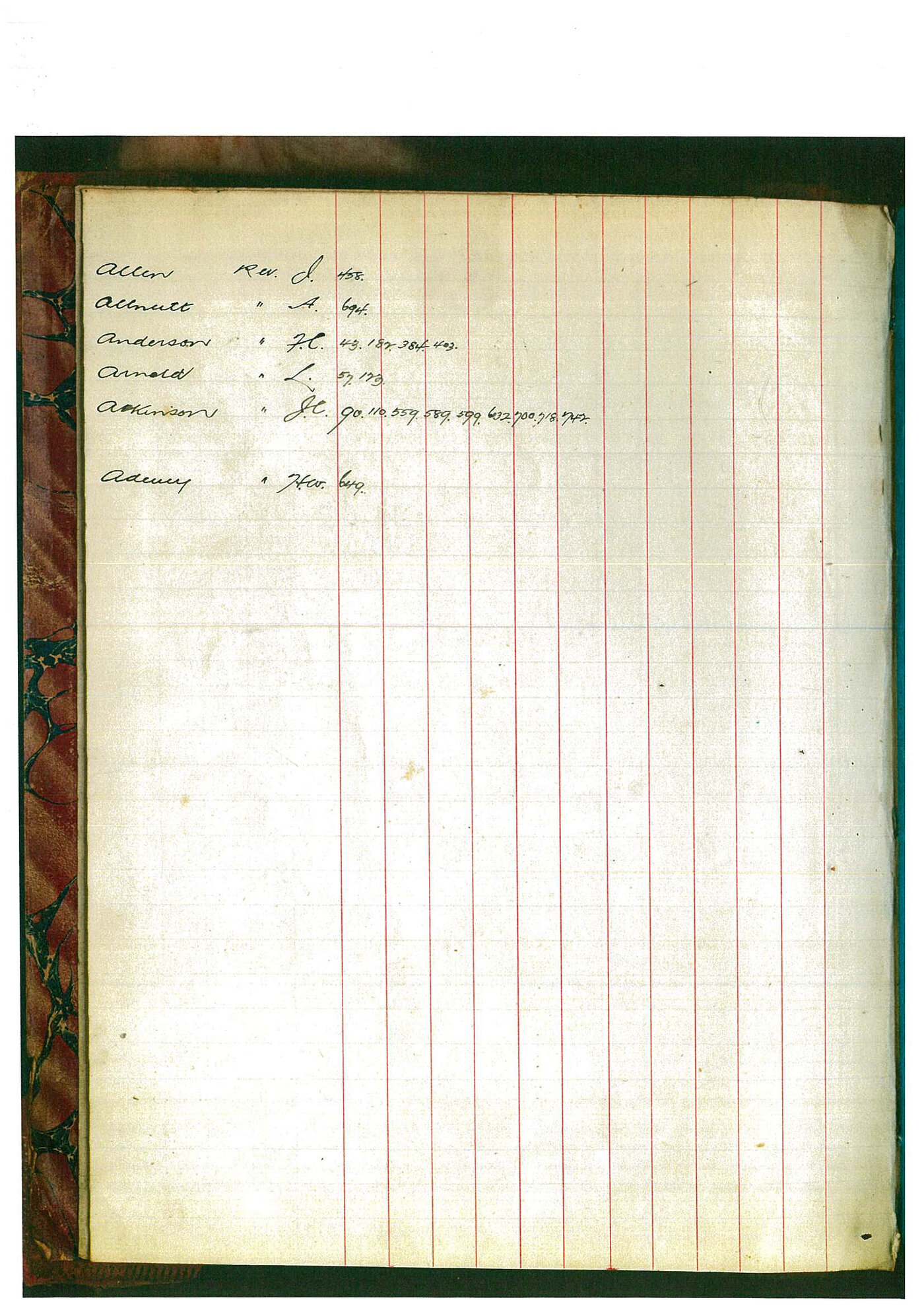 Registrar - William Edward Morris Letter Book August 10 1908 - March 1 1909 index