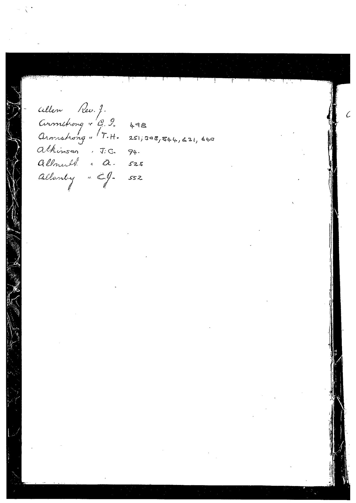 Registrar - Thomas a'Beckett Letter Book July 17 1883 - March 18 1884 index