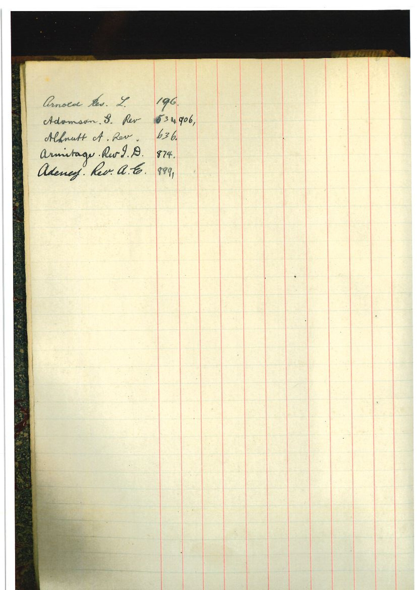 Registrar - Albert Edward McLennan Letter Book July 29 1925 - November 30 1925 index