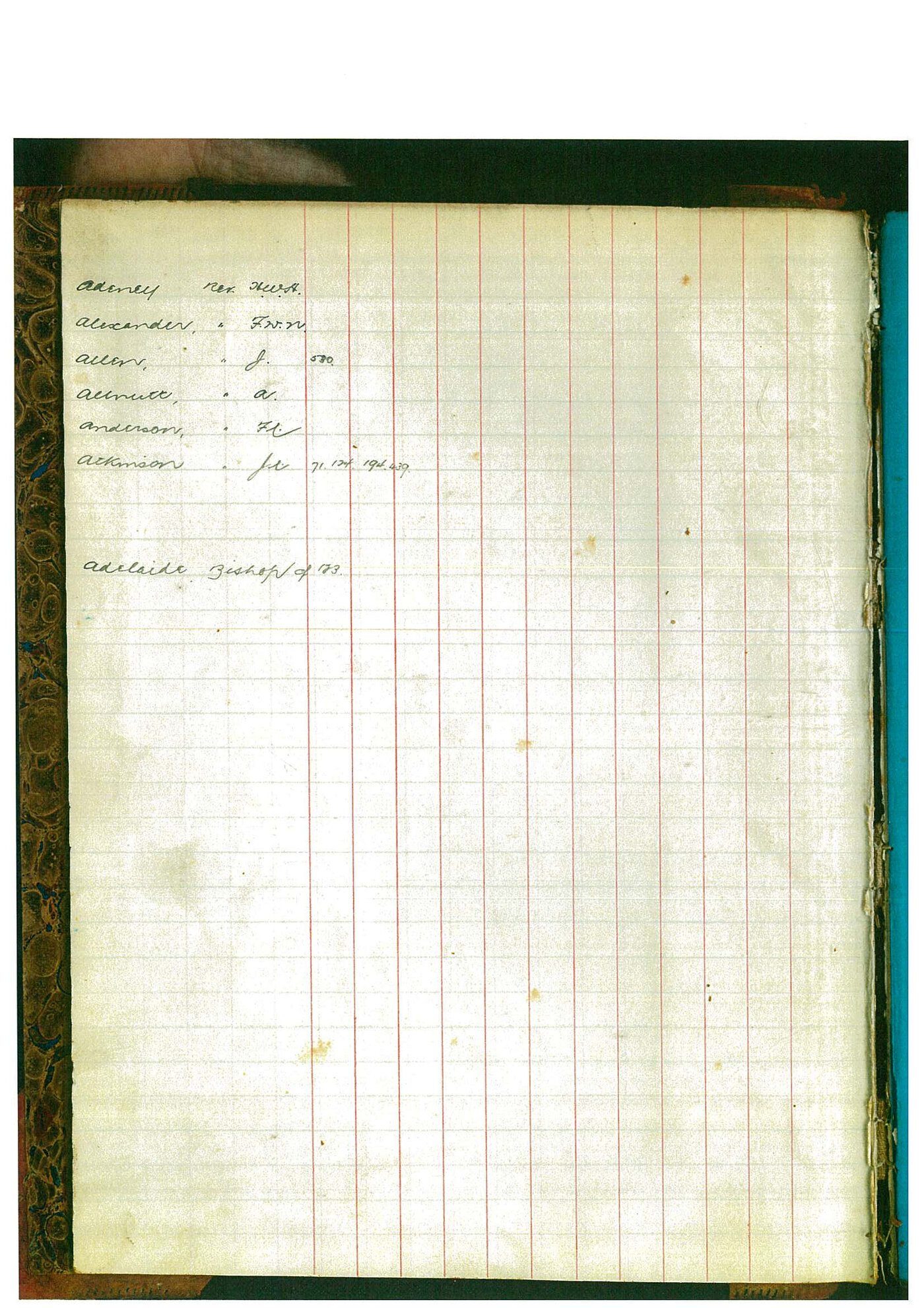 Registrar - William Edward Morris Letter Book July 13 1903 - February 2 1904 index