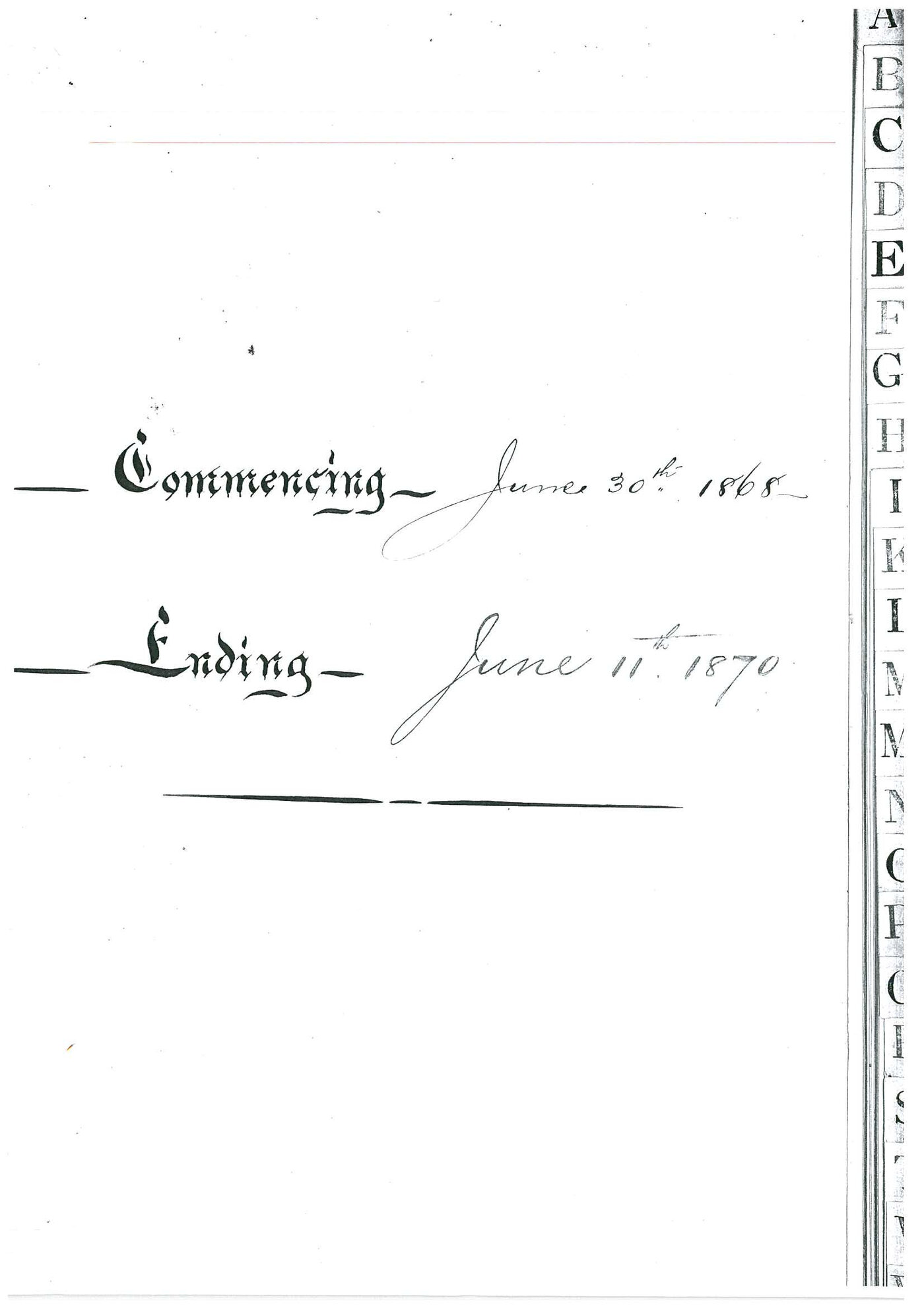 Archbishops Bishops Office Correspondence: Bishop Charles Perry Letter Book June 30 1868 - June 11 1870 index