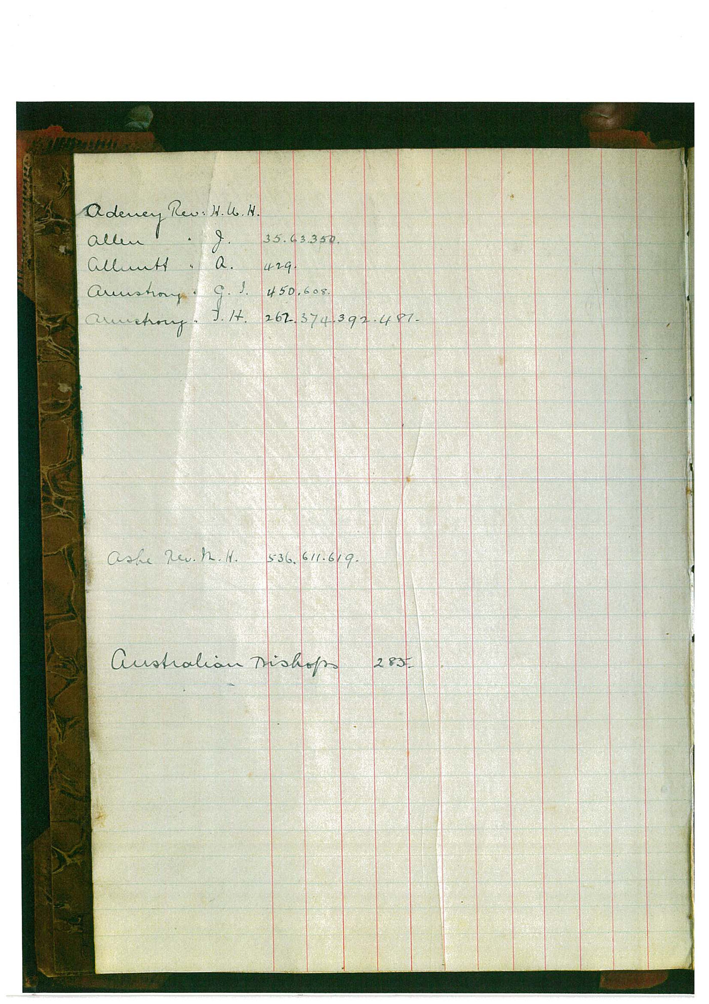 Registrar - William Edward Morris Letter Book October 10 1890 - March 25 1891 index