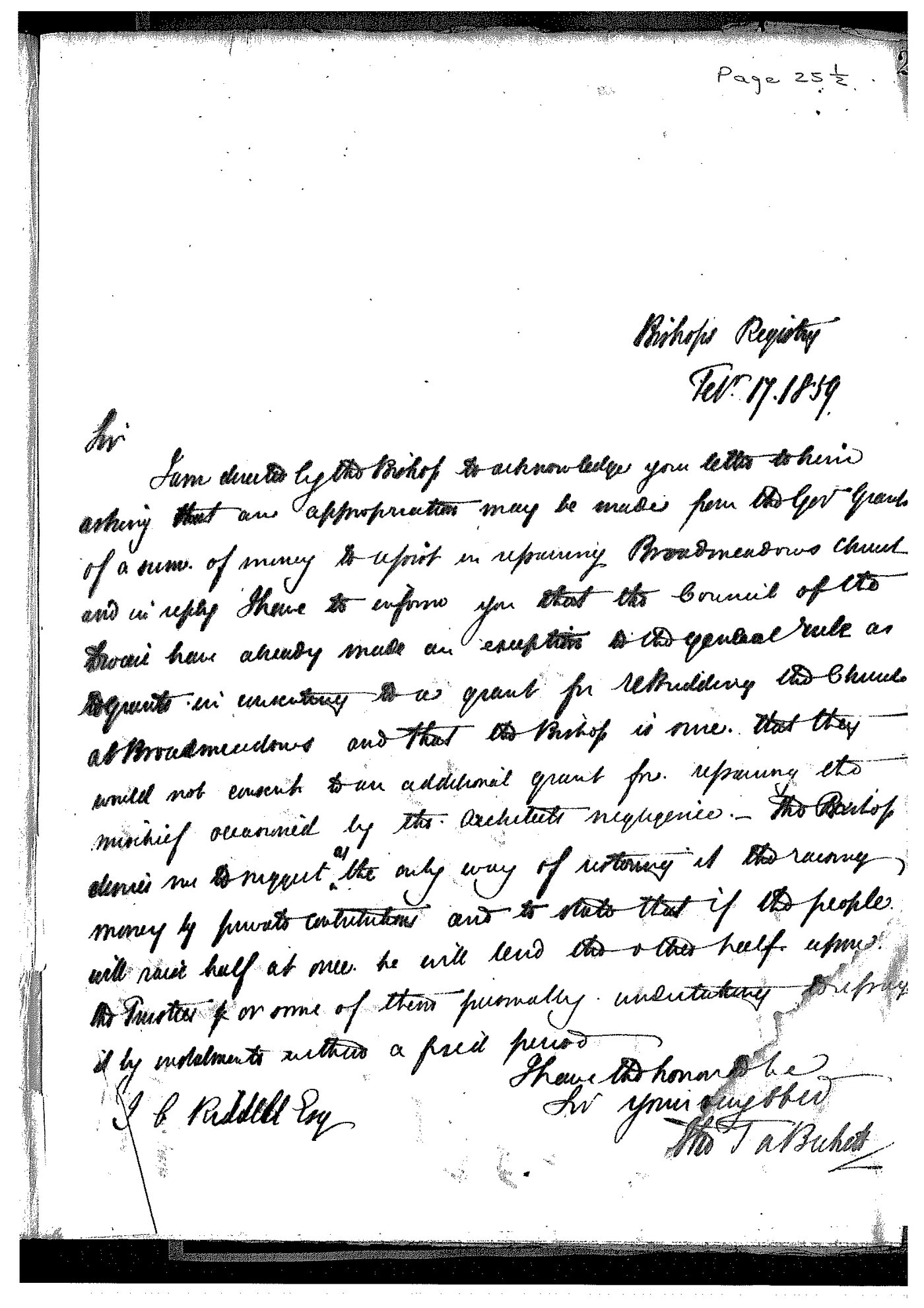Registrar - Thomas a'Beckett Letter Book February 11 1859 - August 31 1859