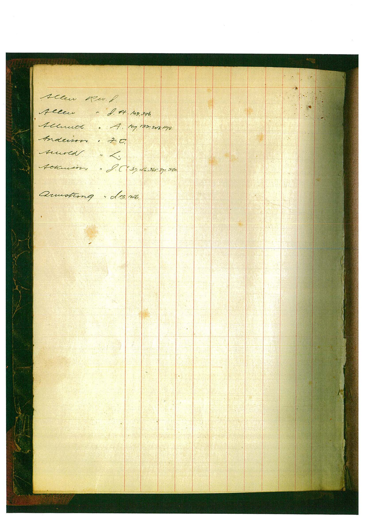Registrar - Frederick Eustace Letter Book July 18 1910 - May 3 1911 index