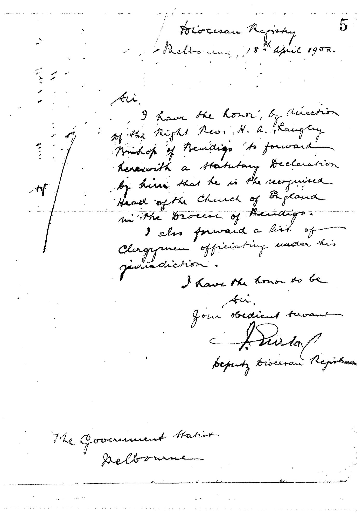 Bendigo Diocese Letter Book April 9 1902 - October 17 1904