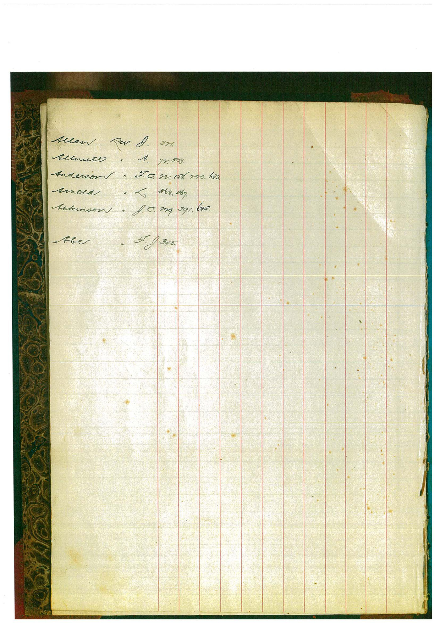 Registrar - William Edward Morris Letter Book August 10 1906 - March 20 1907 index